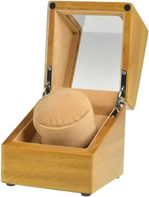Wooden Single Watch Winder Box with 4 Rotation Modes, Silent Motor, and Brazilian Rosewood Finish for Automatic Watches