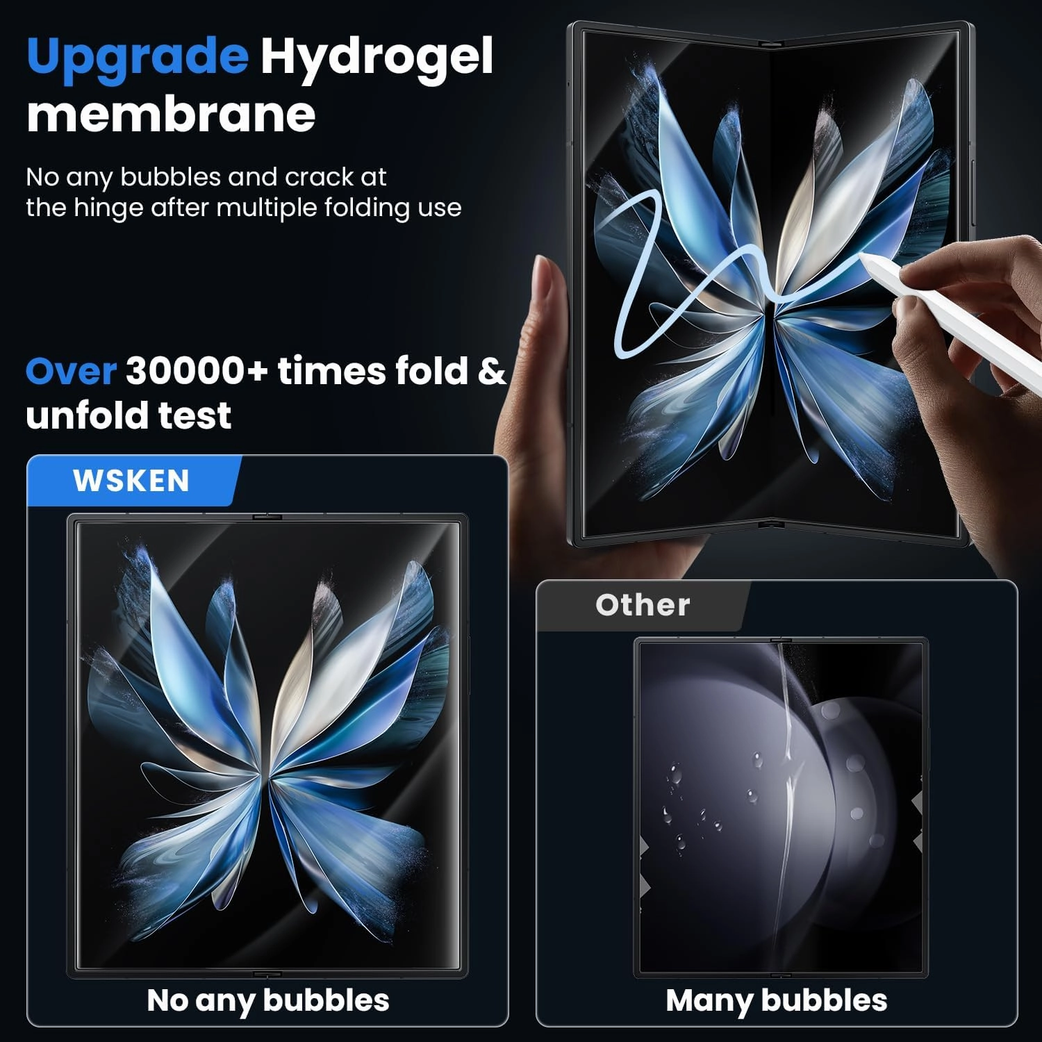 WSKEN for Samsung Galaxy Z Fold 6 Screen Protector, [Face Unlock] 4 Pack Inside TPU Film   4 Pack Front 9H Tempered Glass, Easily Install No Creases for Z Fold 6 Accessories