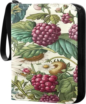 xigua Colorful Herbal Wildflower Card Binder 4-Pockets, Trading Card Binder 400 Pockets Baseball Card Binder Waterproof PU Leather Card Collection Binder for Games Card Album Card