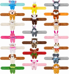 XIPEGPA 20 PCS Stuffed Animal Slap Bracelets Plush Slap Bracelets Toy Bulk for Boys Girls Birthday Gifts Classroom Rewards Party Favors