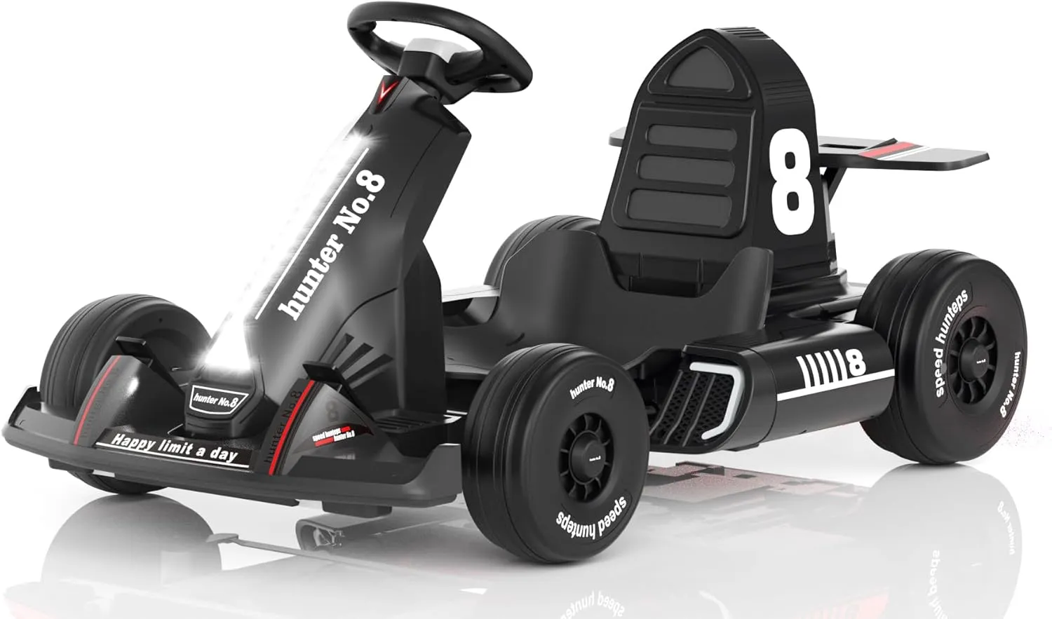 XJD 24V 7Ah Battery Electric Go Kart with Adjustable Seat, Powered Pedal Go Karts for 3  Kids Youths on Car Electric Vehicle Car for Boys Girls (Black, 24V)