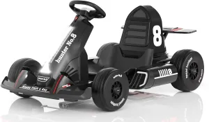 XJD 24V 7Ah Battery Electric Go Kart with Adjustable Seat, Powered Pedal Go Karts for 3  Kids Youths on Car Electric Vehicle Car for Boys Girls (Black, 24V)