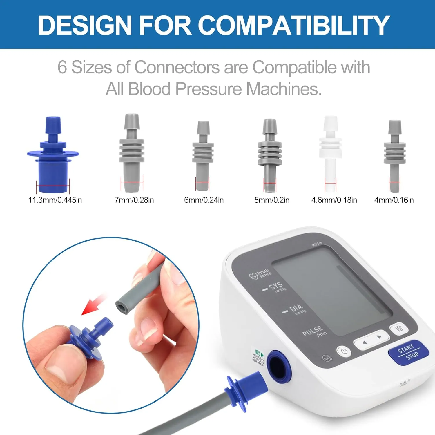 XL Blood Pressure Replacement Cuff Arm - 9"-21" Wide-Range Extra Large BP Cuff Fits from Medium to XLarge Big Arms, 6 Sizes of Connectors Compatible with Omron and Other Brands (Cuff Included Only)