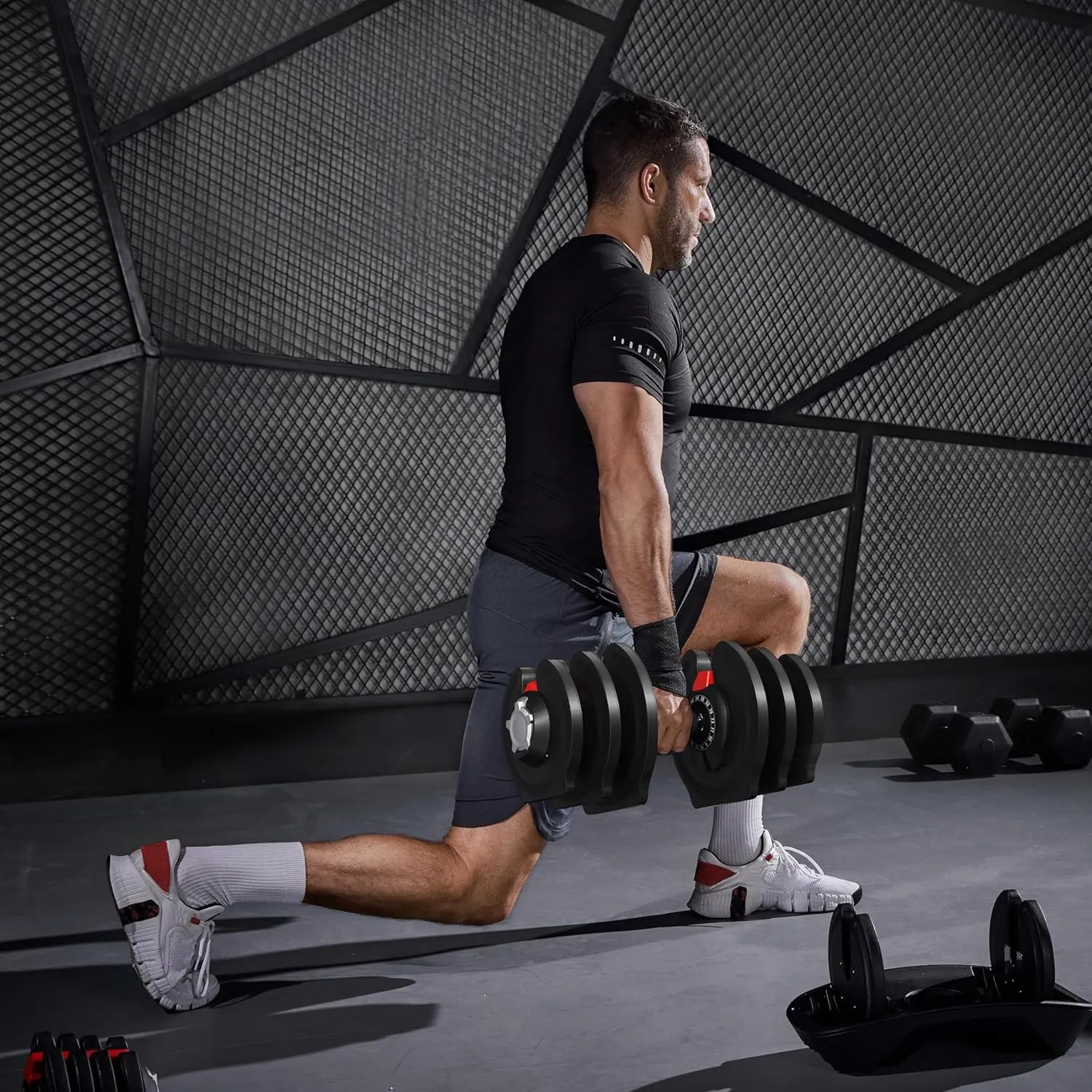 Yaheetech Adjustable Dumbbell Set 28/40/52.5/90LBS Adjustable Dumbbells Fast Adjust Dumbbell Weight Set with Anti-Slip Handle and Tray for Men/Women Home Gym Strength Training Equipment Single/Pair