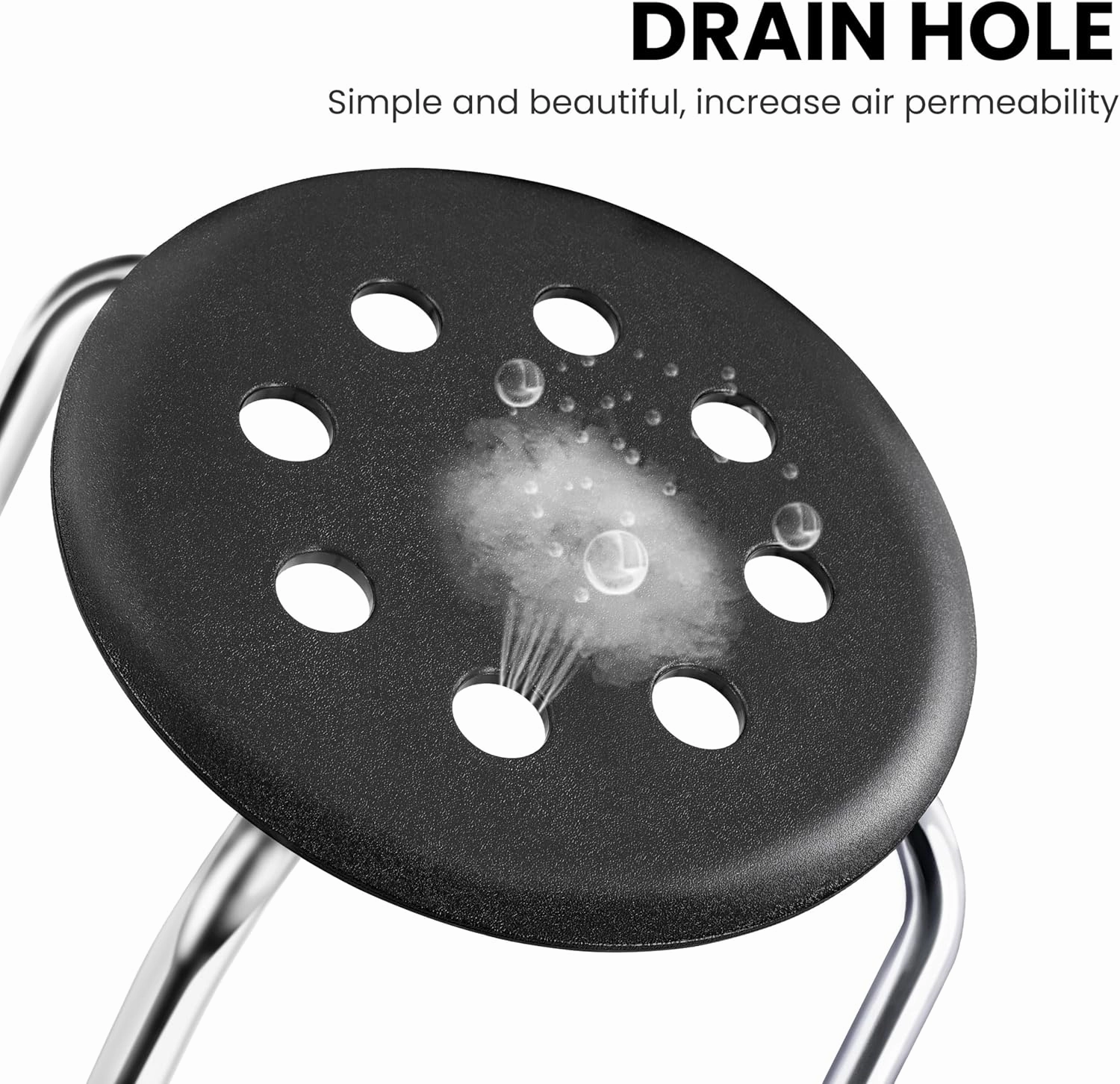 Yaheetech Plastic Stacking Stools Flexible Seating 17.3in Portable Backless Stools Round Top Metal Frame for Home Garden Kitchen Silver Set of 5