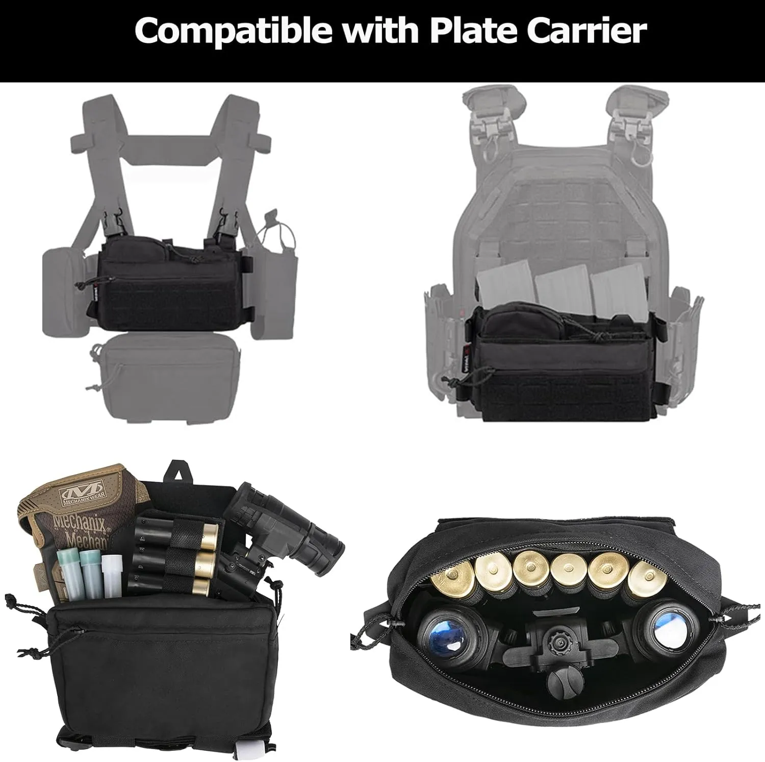 YAKEDA Tactical Chest Mini Rig Vest with Magazine Pouch Adjustable Detachable Laser-cutting Molle Modular Chest Vest
