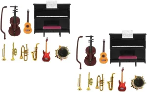YARNOW 1 Set Miniature Musical Instrument Models for Dollhouse Decor Piano Violin Props for Mini House Landscaping and Home Decoration