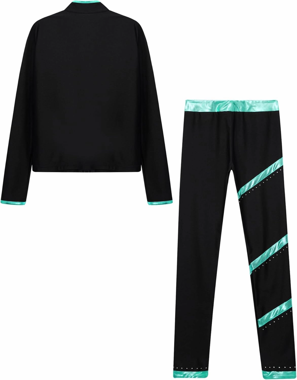 YEAHDOR Girls Kids Figure Skating Outfit Shiny Ice Skating Jacket Outerwear with Practice Leggings Performance Dancewear