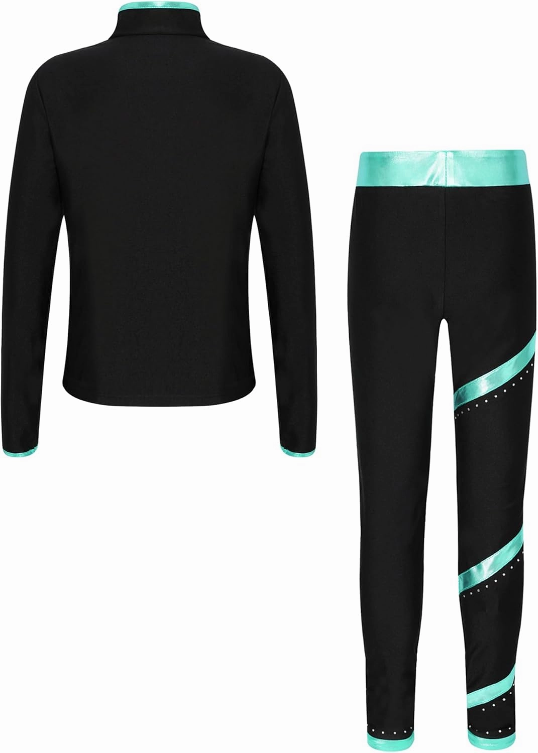 YEAHDOR Girls Kids Figure Skating Outfit Shiny Ice Skating Jacket Outerwear with Practice Leggings Performance Dancewear