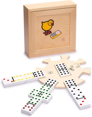 Yellow Mountain Imports Chicken Foot Complete Game Set with Double 9 Dominoes, Wooden Case, Hub, and Scorepad