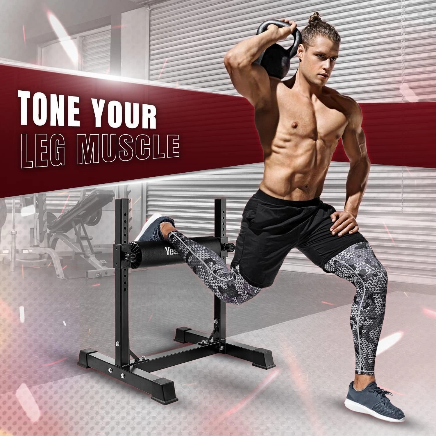 Yes4All Bulgarian Split Squat Stand - Single Leg Squat Roller & Bodyweight Training