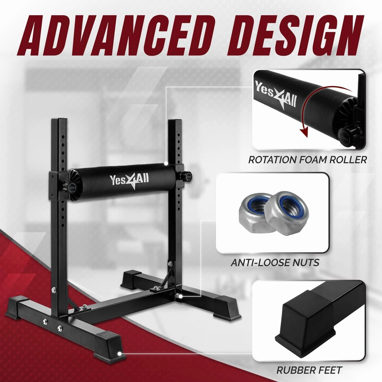 Yes4All Bulgarian Split Squat Stand - Single Leg Squat Roller & Bodyweight Training