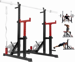 Yes4All Squat Rack for Home Gym, Adjustable Barbell Stand Rack, Multi-Function Weight Lifting, Dip Bar Station, Bench Press Rack Stand, Weight Plate Storage - Capacity Up to 600LBS