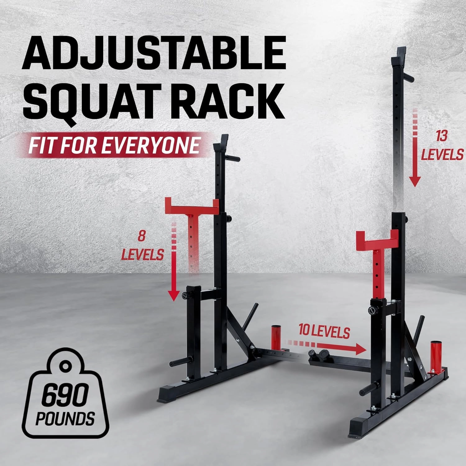 Yes4All Squat Rack for Home Gym, Adjustable Barbell Stand Rack, Multi-Function Weight Lifting, Dip Bar Station, Bench Press Rack Stand, Weight Plate Storage - Capacity Up to 600LBS