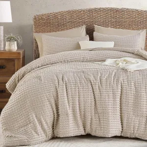 Yiran Khaki Tufted Texture Comforter Set Queen Size 7 Piece Bed in a Bag Boho Geometric Comforter with Sheet Set Fitted Sheet Pillowcases Fluffy Jacquard Soft Microfiber Bedding Set 90"×90"