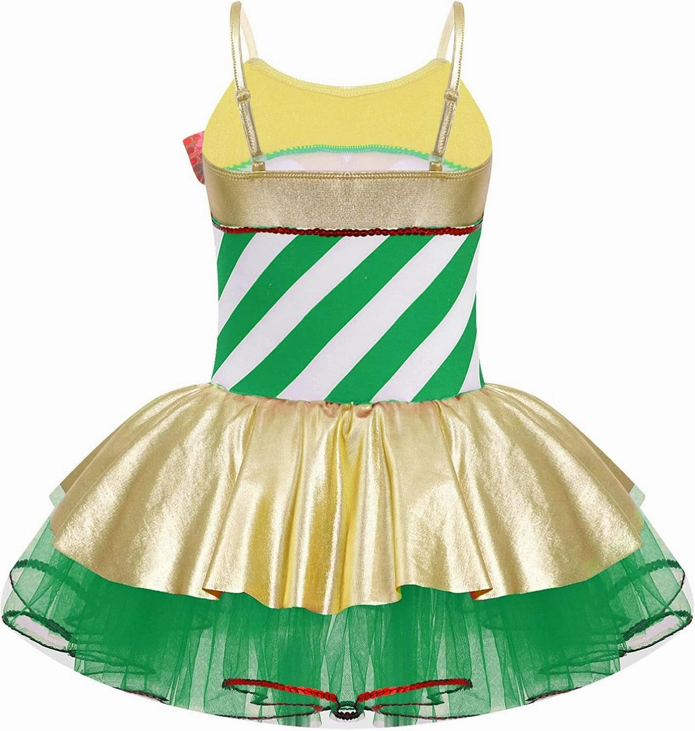 YiZYiF Kids Girls Christmas Dance Costume Dress Holiday Fancy Dress up Shiny Sequins Striped Figure Ice Skating Jumpsuit