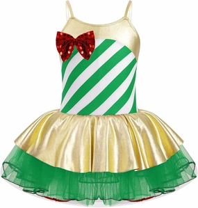 YiZYiF Kids Girls Christmas Dance Costume Dress Holiday Fancy Dress up Shiny Sequins Striped Figure Ice Skating Jumpsuit