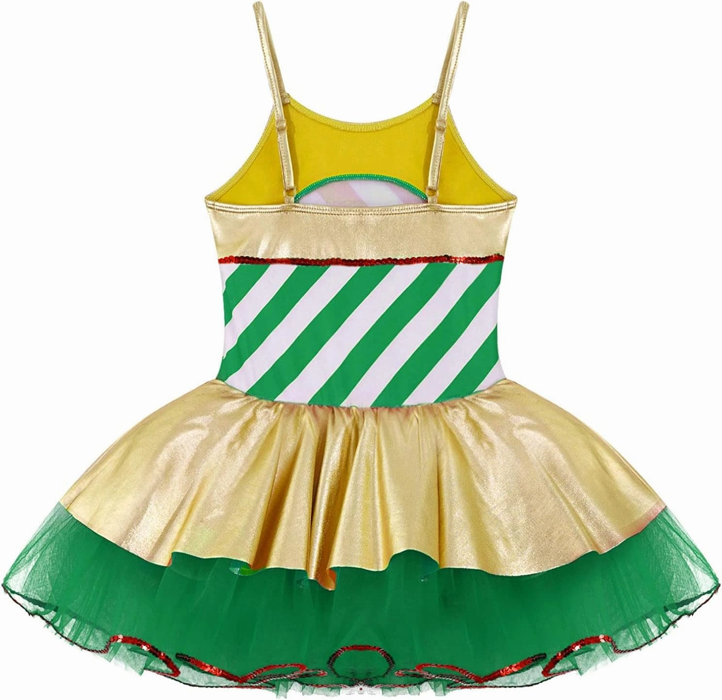 YiZYiF Kids Girls Christmas Dance Costume Dress Holiday Fancy Dress up Shiny Sequins Striped Figure Ice Skating Jumpsuit