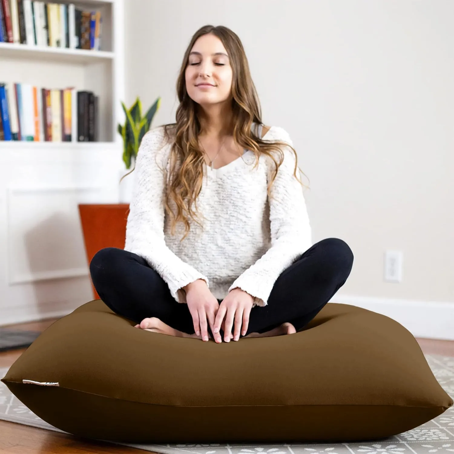 Yogibo Mini Bean Bag, Small Beanbag Chair for Kids, Teens and Adults, Great for Meditation and Sitting, Fibead Filling Conforms to Body, Washable, Removable Cover, Brown