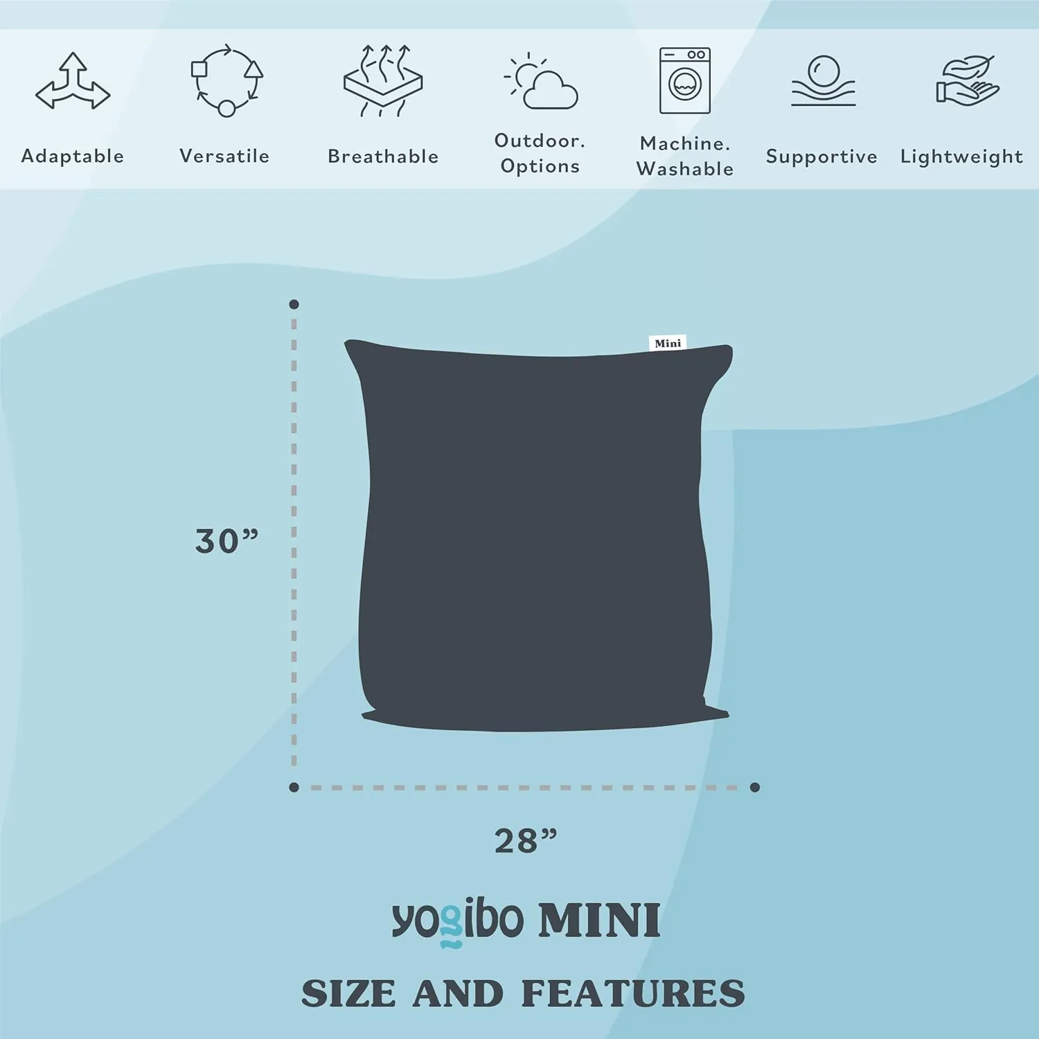Yogibo Mini Bean Bag, Small Beanbag Chair for Kids, Teens and Adults, Great for Meditation and Sitting, Fibead Filling Conforms to Body, Washable, Removable Cover, Brown