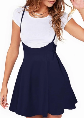 YOINS Women's Suspender Skirt Basic High Waist Versatile Flared Skater Skirt