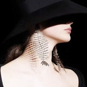Yokawe Fashion Rhinestone Dangle Earrings Silver Exaggerated Fishbone Earrings Crystal Drop Statement Ear Jewelry for Women