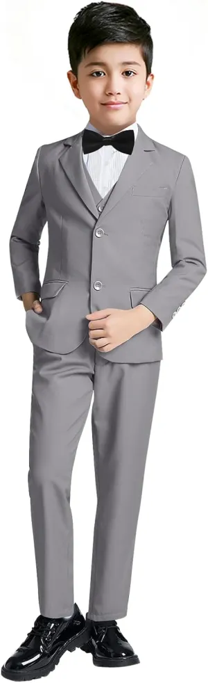 YuanLu Boys Suit for Kids Tuxedo Wedding Ring Bearer Outfit Boy Formal Suits 5 Piece Slim Fit Dresswear Suit Set