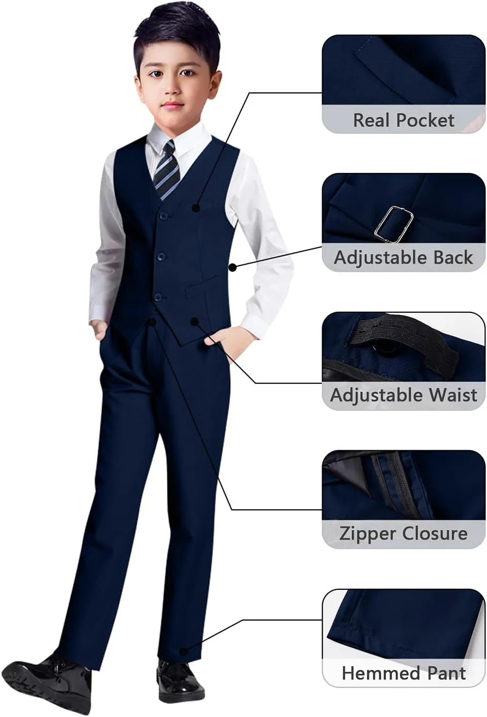 YuanLu Boys Suit for Kids Tuxedo Wedding Ring Bearer Outfit Boy Formal Suits 5 Piece Slim Fit Dresswear Suit Set