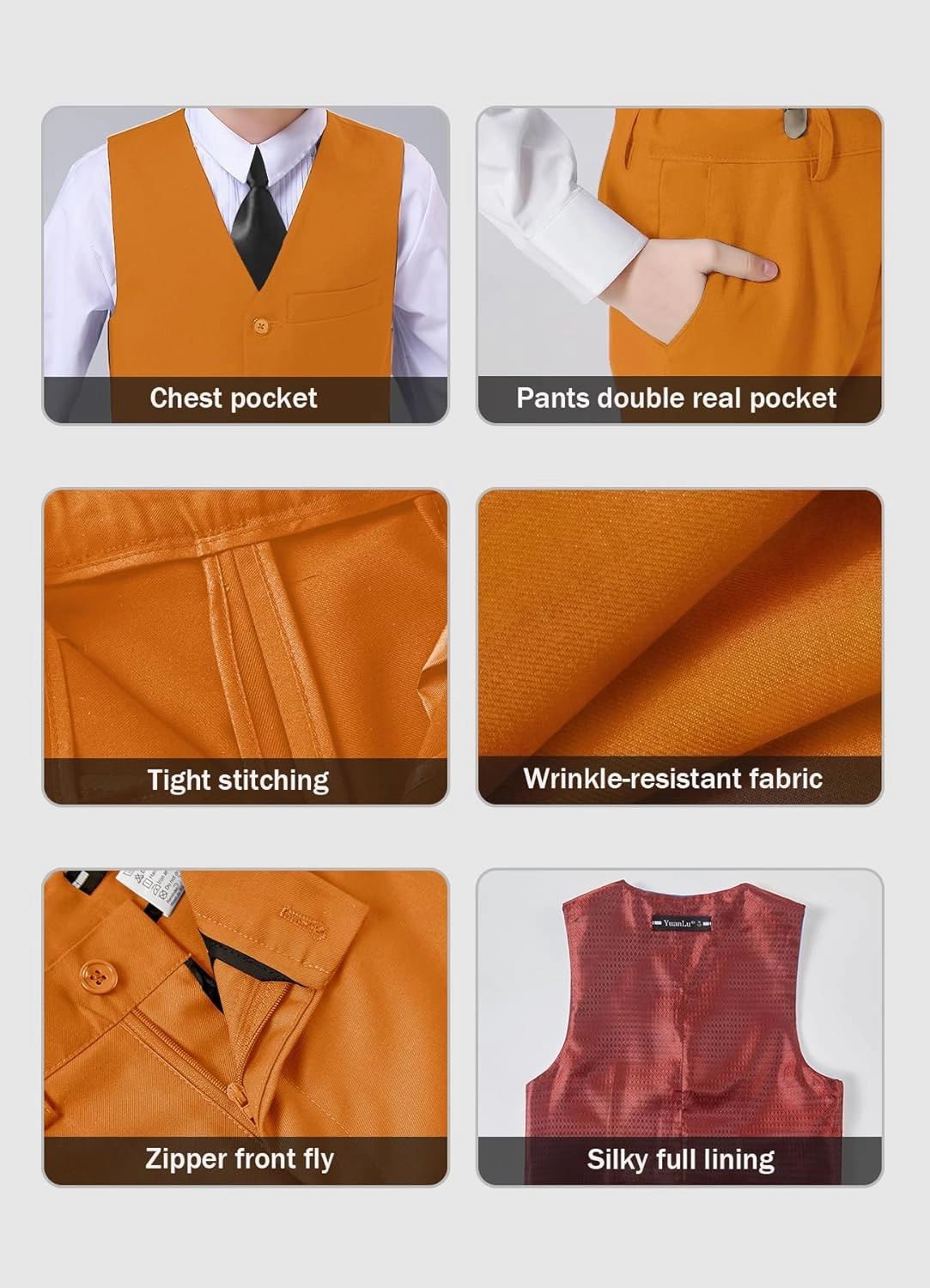 YuanLu Boys Suit Dress Clothes Ring Bearer Outfit Homecoming Dresses Boy Vest and Pants Set for Kids Wedding Tuxedo Suits