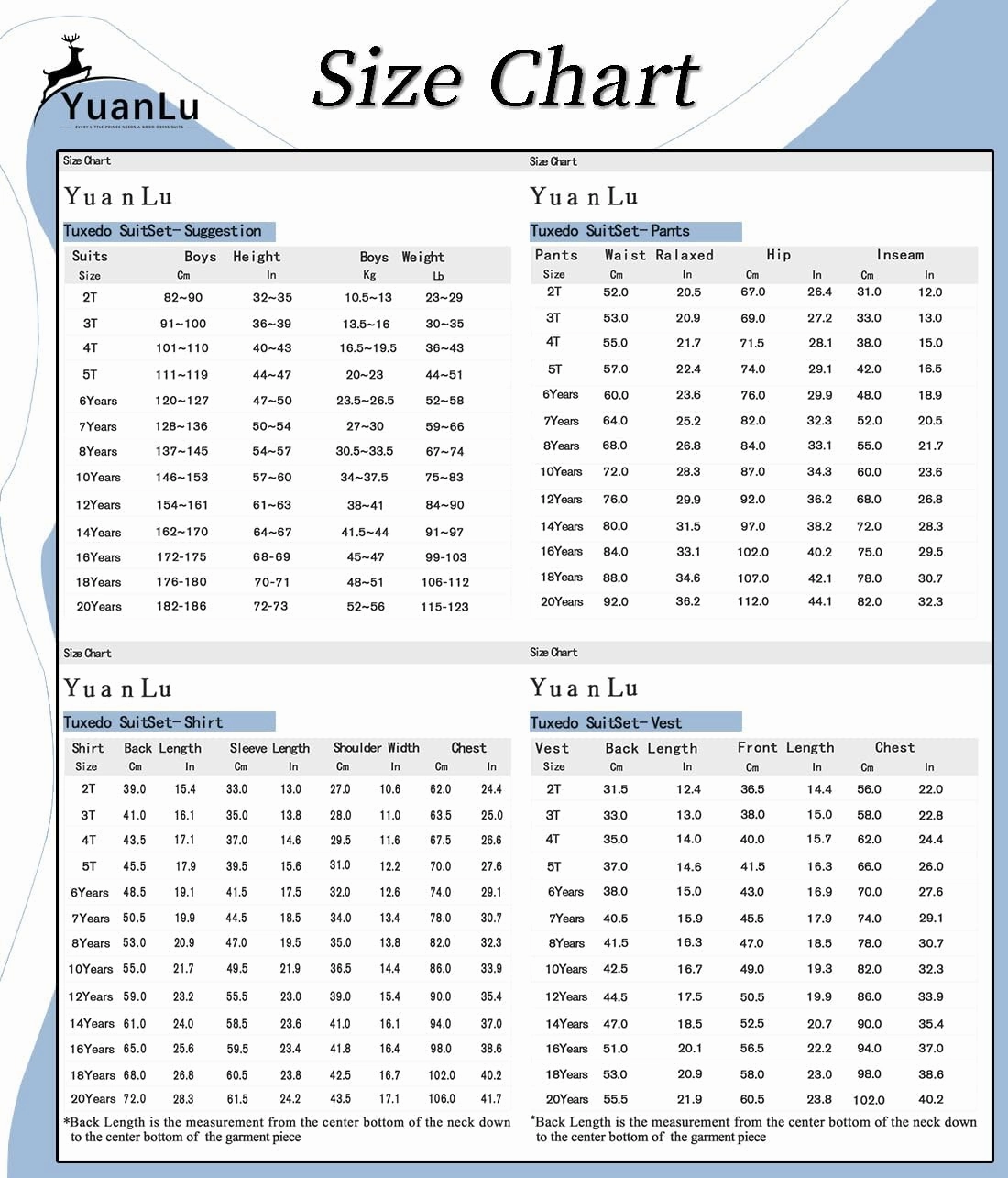 YuanLu Boys Suit Dress Clothes Ring Bearer Outfit Homecoming Dresses Boy Vest and Pants Set for Kids Wedding Tuxedo Suits