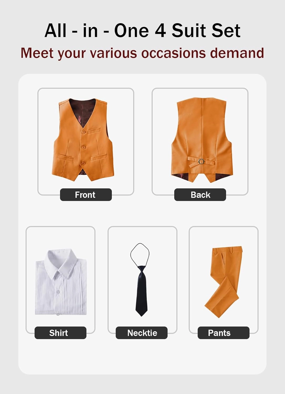 YuanLu Boys Suit Dress Clothes Ring Bearer Outfit Homecoming Dresses Boy Vest and Pants Set for Kids Wedding Tuxedo Suits