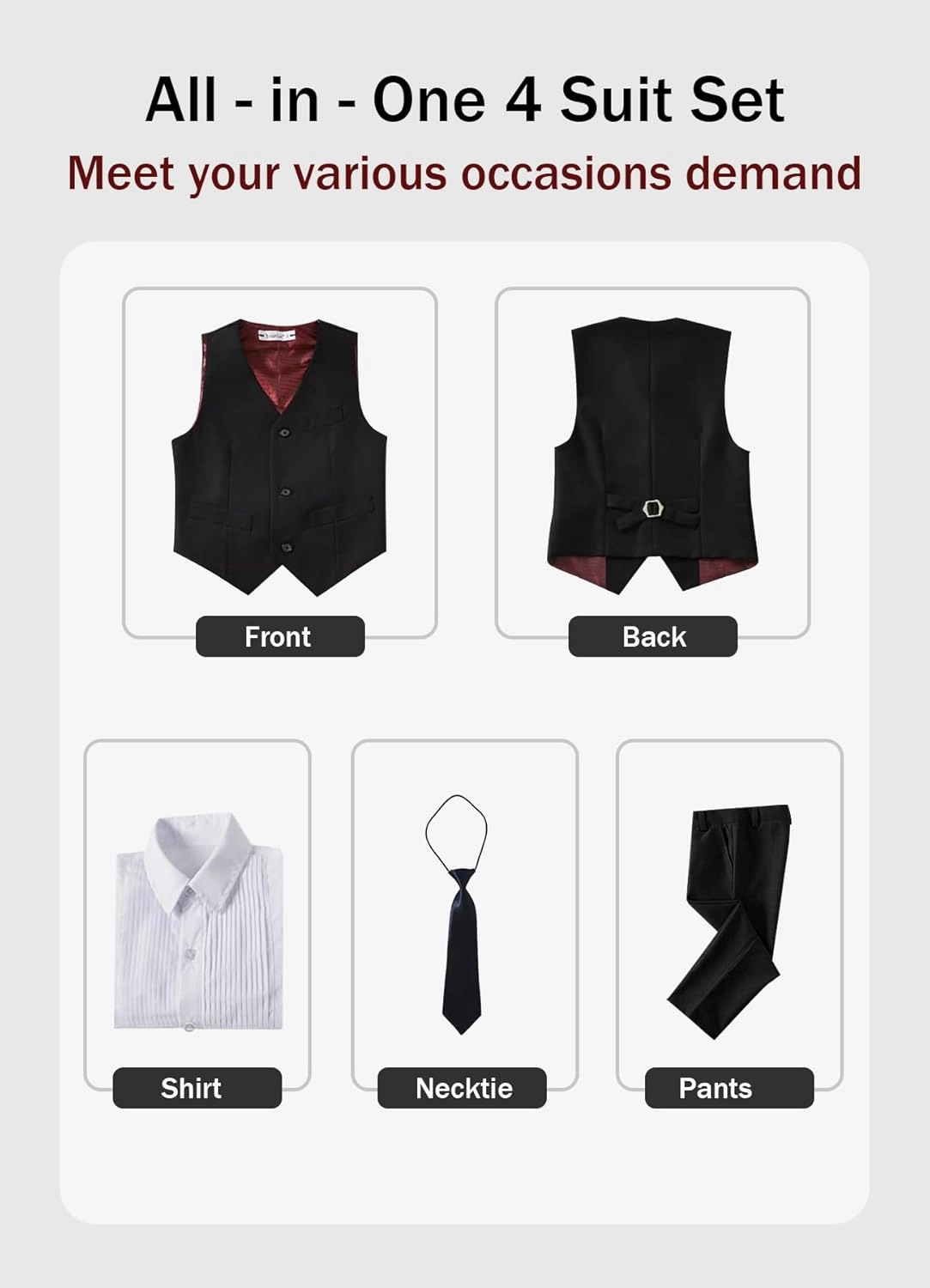 YuanLu Boys Suit Dress Clothes Ring Bearer Outfit Homecoming Dresses Boy Vest and Pants Set for Kids Wedding Tuxedo Suits