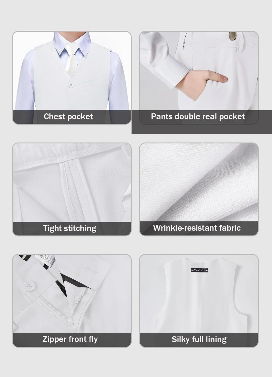 YuanLu Boys Suit Dress Clothes Ring Bearer Outfit Homecoming Dresses Boy Vest and Pants Set for Kids Wedding Tuxedo Suits
