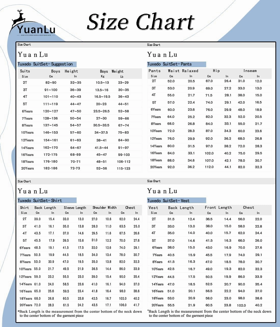 YuanLu Boys Suit Dress Clothes Ring Bearer Outfit Homecoming Dresses Boy Vest and Pants Set for Kids Wedding Tuxedo Suits