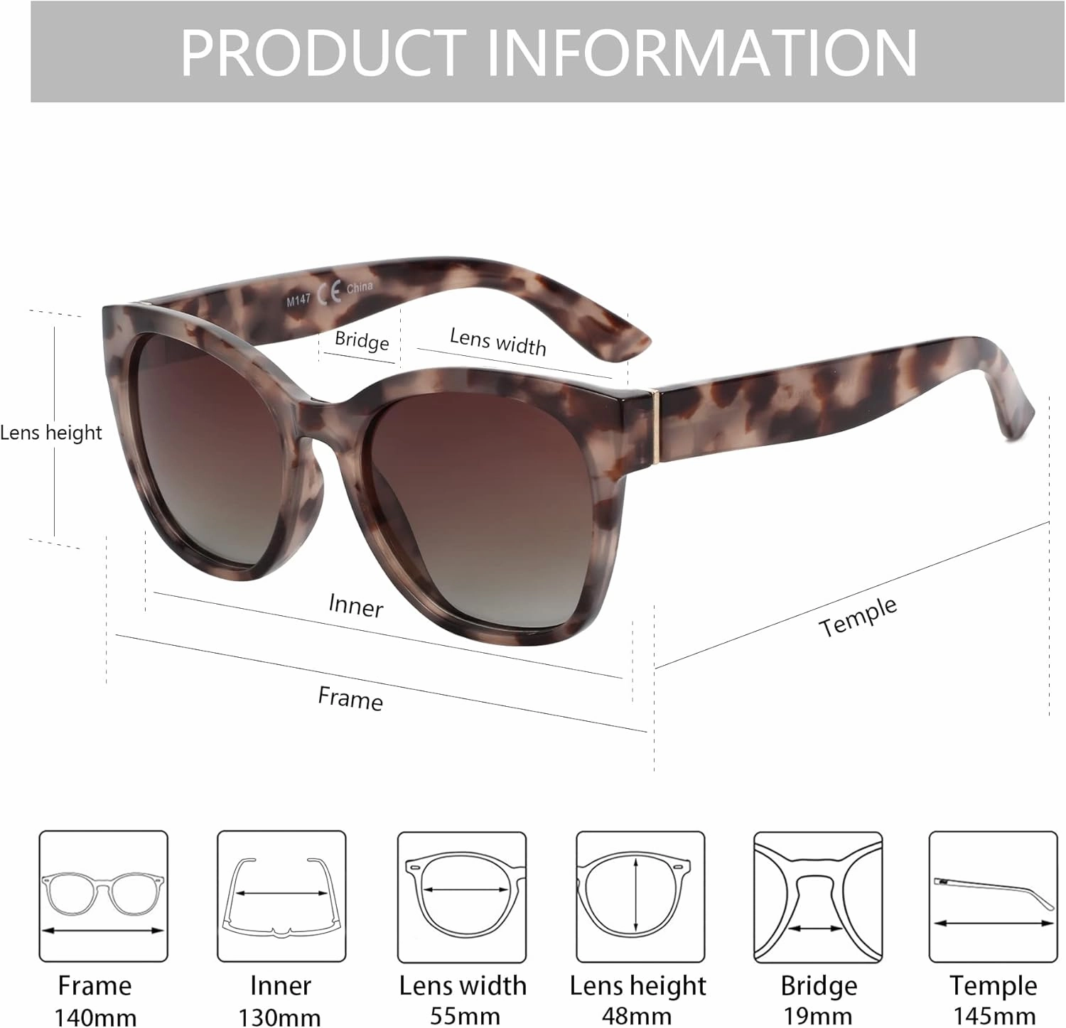 ZENOTTIC Cateye Polarized Sunglasses for Women - Oversized Sun Glasses UV400 Protection Retro Shades Designer Style