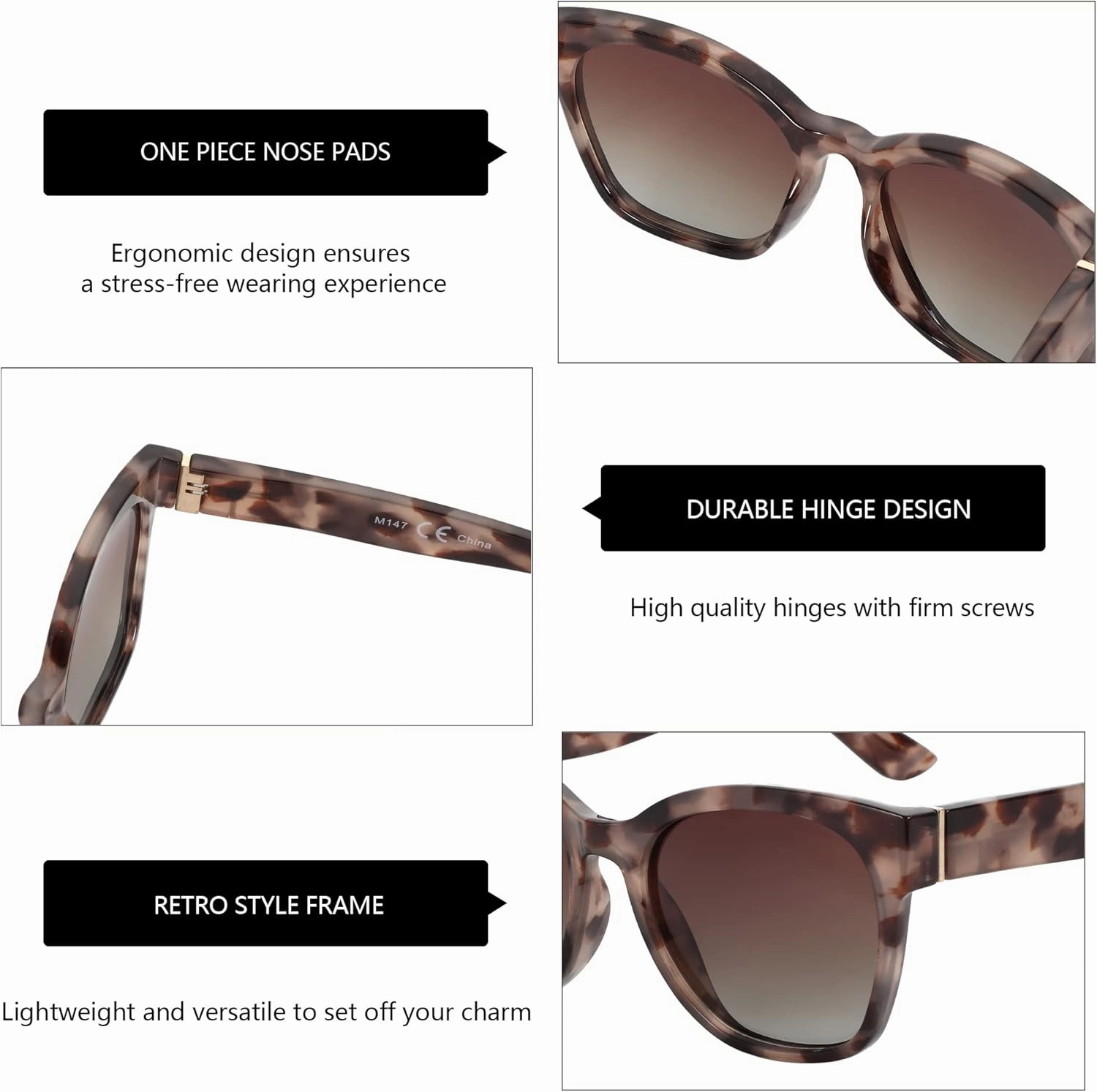 ZENOTTIC Cateye Polarized Sunglasses for Women - Oversized Sun Glasses UV400 Protection Retro Shades Designer Style