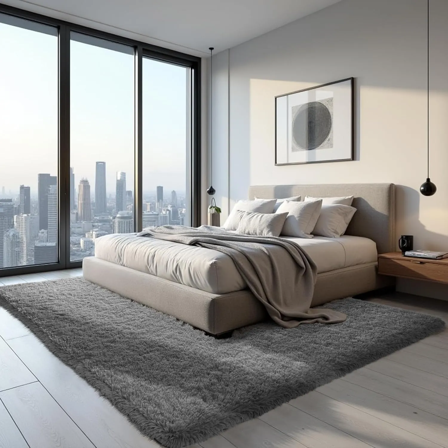 Zentavio Area Rugs for Living Room Rugs for Bedroom 4x6 Carpet Fluffy Furry Soft Shag Aesthetic Plush High Pile Gray Throw Rug for Nursery Kids Room Dorm Light Grey