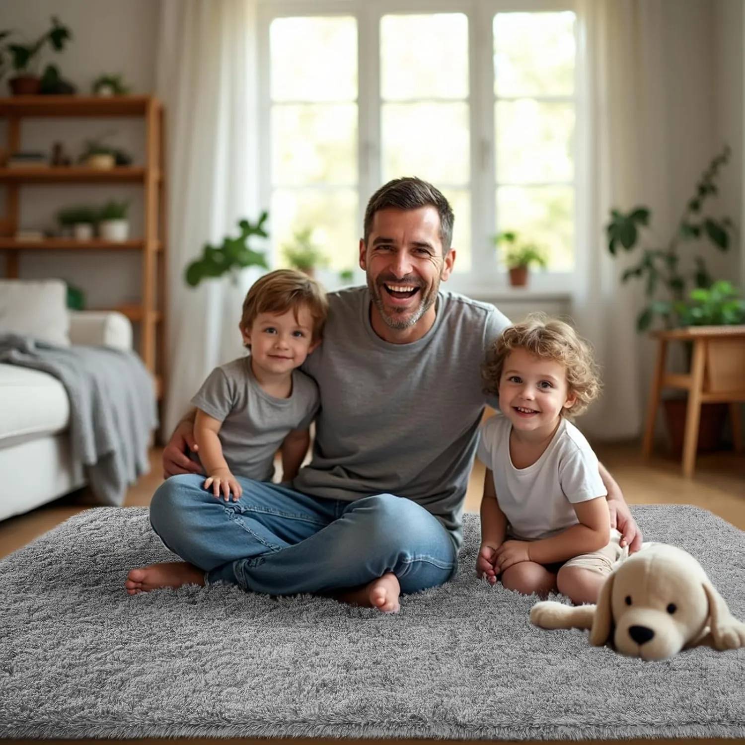 Zentavio Area Rugs for Living Room Rugs for Bedroom 4x6 Carpet Fluffy Furry Soft Shag Aesthetic Plush High Pile Gray Throw Rug for Nursery Kids Room Dorm Light Grey
