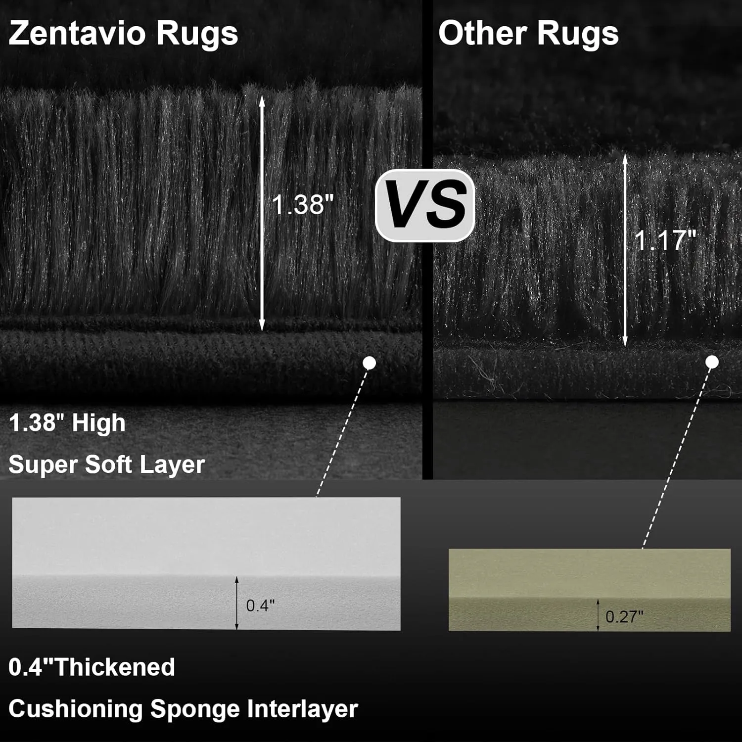 Zentavio Runner Rugs for Hallway 2x6 Shag Soft Bedroom Bedside Rugs Non Slip Fluffy Carpet for Kids Girls Boys Home Decor Aesthetic Dorm Nursery Black