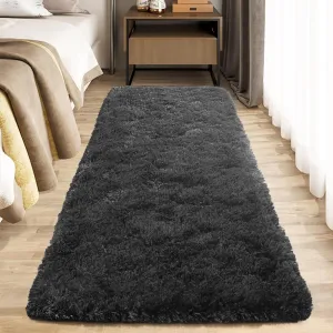 Zentavio Runner Rugs for Hallway 2x6 Shag Soft Bedroom Bedside Rugs Non Slip Fluffy Carpet for Kids Girls Boys Home Decor Aesthetic Dorm Nursery Black