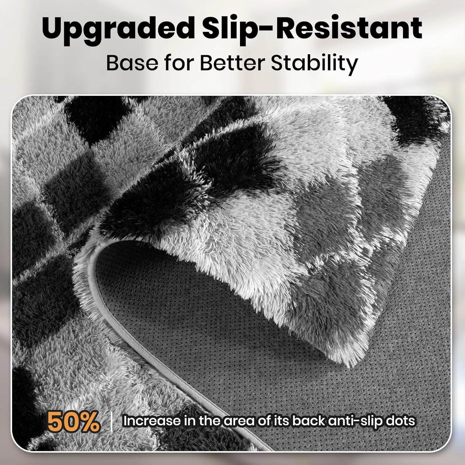 Zentavio Area Rugs for Living Room Large Rugs for Bedroom 6x9 Carpet Fluffy Fuzzy Soft Shag Aesthetic Plush High Pile Gray Throw Rug for Nursery Kids Room Dorm Diomond Black