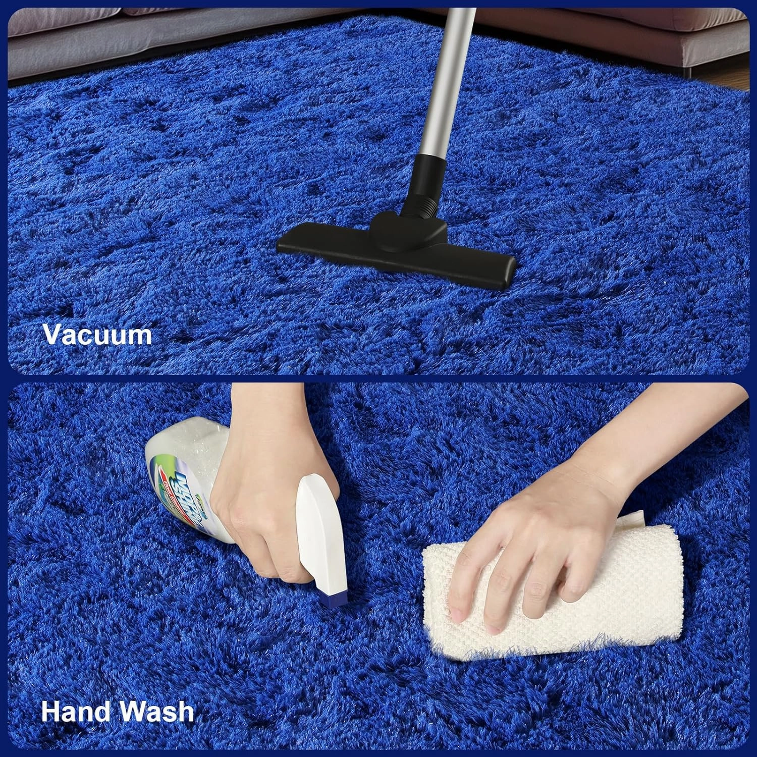 Zentavio Bedside Rugs for Boys Room 2x6 Runner Rugs for Hallway Bedroom Non Slip Fluffy Soft Shaggy Carpet for Kids Home Decor Aesthetic Dorm Nursery Navy Blue