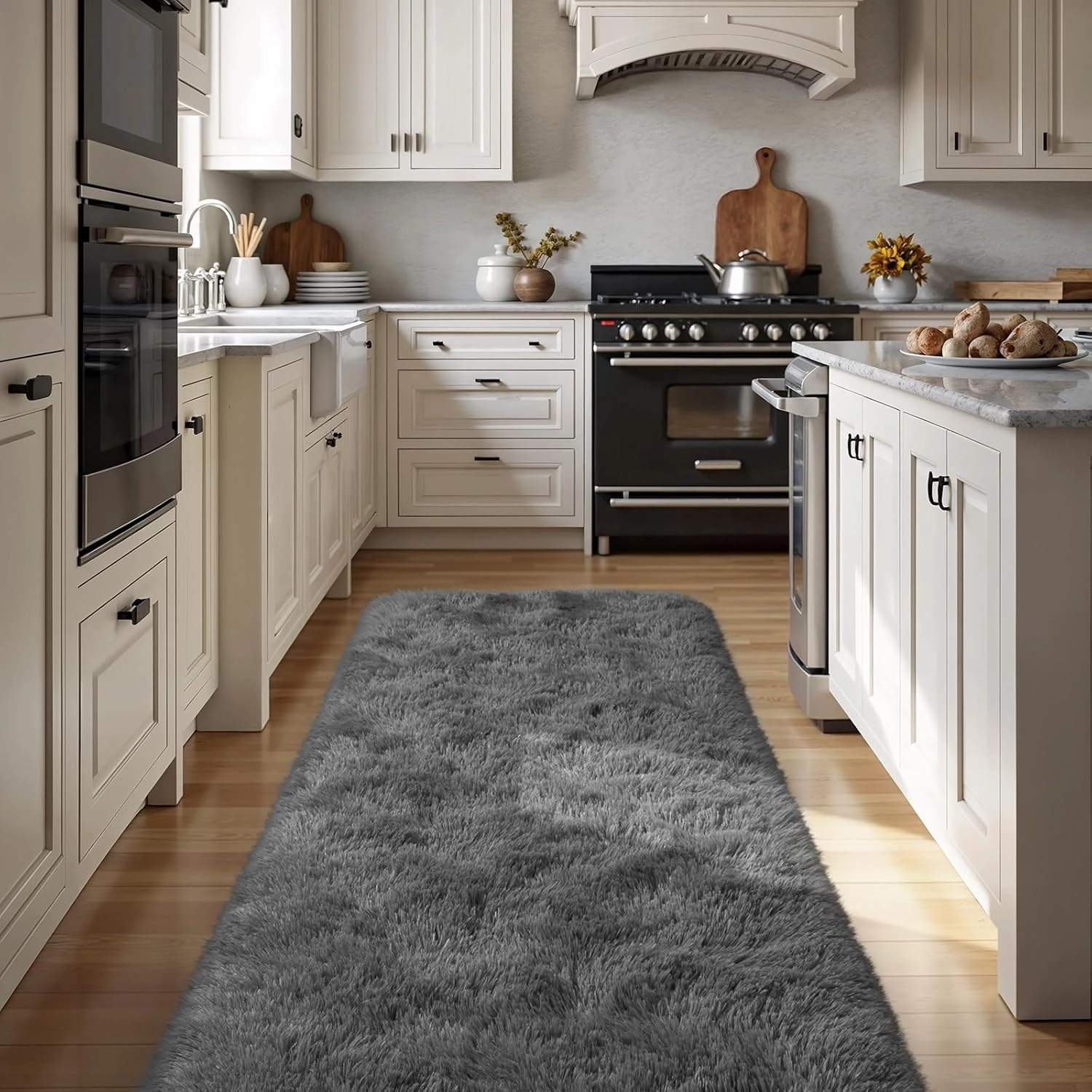 Zentavio Runner Rugs for Hallway 2x6 Shag Soft Bedroom Bedside Rugs Non Slip Fluffy Carpet for Kids Girls Boys Home Decor Aesthetic Dorm Nursery Grey