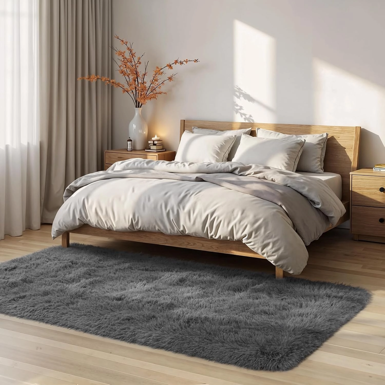Zentavio Runner Rugs for Hallway 2x6 Shag Soft Bedroom Bedside Rugs Non Slip Fluffy Carpet for Kids Girls Boys Home Decor Aesthetic Dorm Nursery Grey