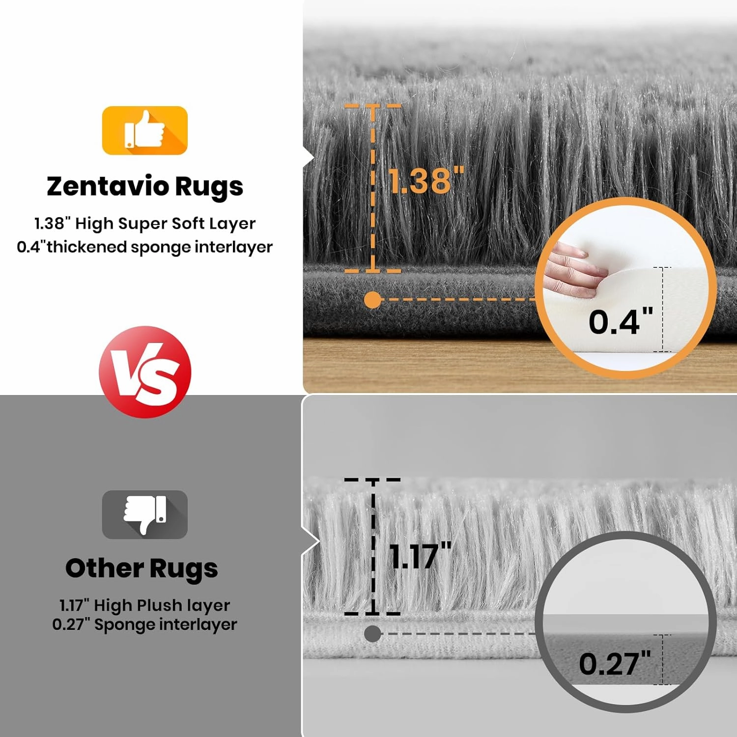 Zentavio Runner Rugs for Hallway 2x6 Shag Soft Bedroom Bedside Rugs Non Slip Fluffy Carpet for Kids Girls Boys Home Decor Aesthetic Dorm Nursery Grey