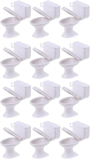 Zerodeko 12 Pcs Mini Dollhouse Toilet, 1:12 Scale, Birthday Cake Decoration Accessories