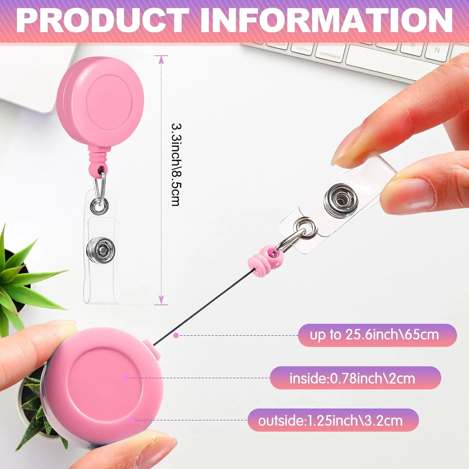 Zhanmai 48 Pcs Retractable Badge Reel 25 Inches Id Badge Clip with 360 Degrees Swivel Alligator Clips Mixed Colors Retractable Id Badge Reel for Students Hanging Card Name(Solid)