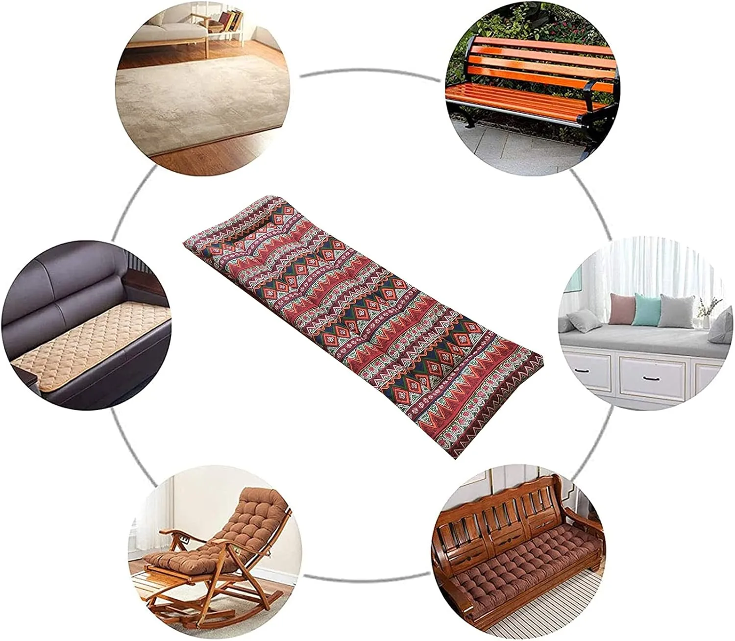 ZHOUZHOU Outdoor Indoor Long Rectangle Bench Cushion 35x11inch NonSlip Soft Loveseat Swing Wicker Chair Pad Patio Garden Deck Backrest Fresco Settee Seat Cushion Invalid color 35x11x0.8inch