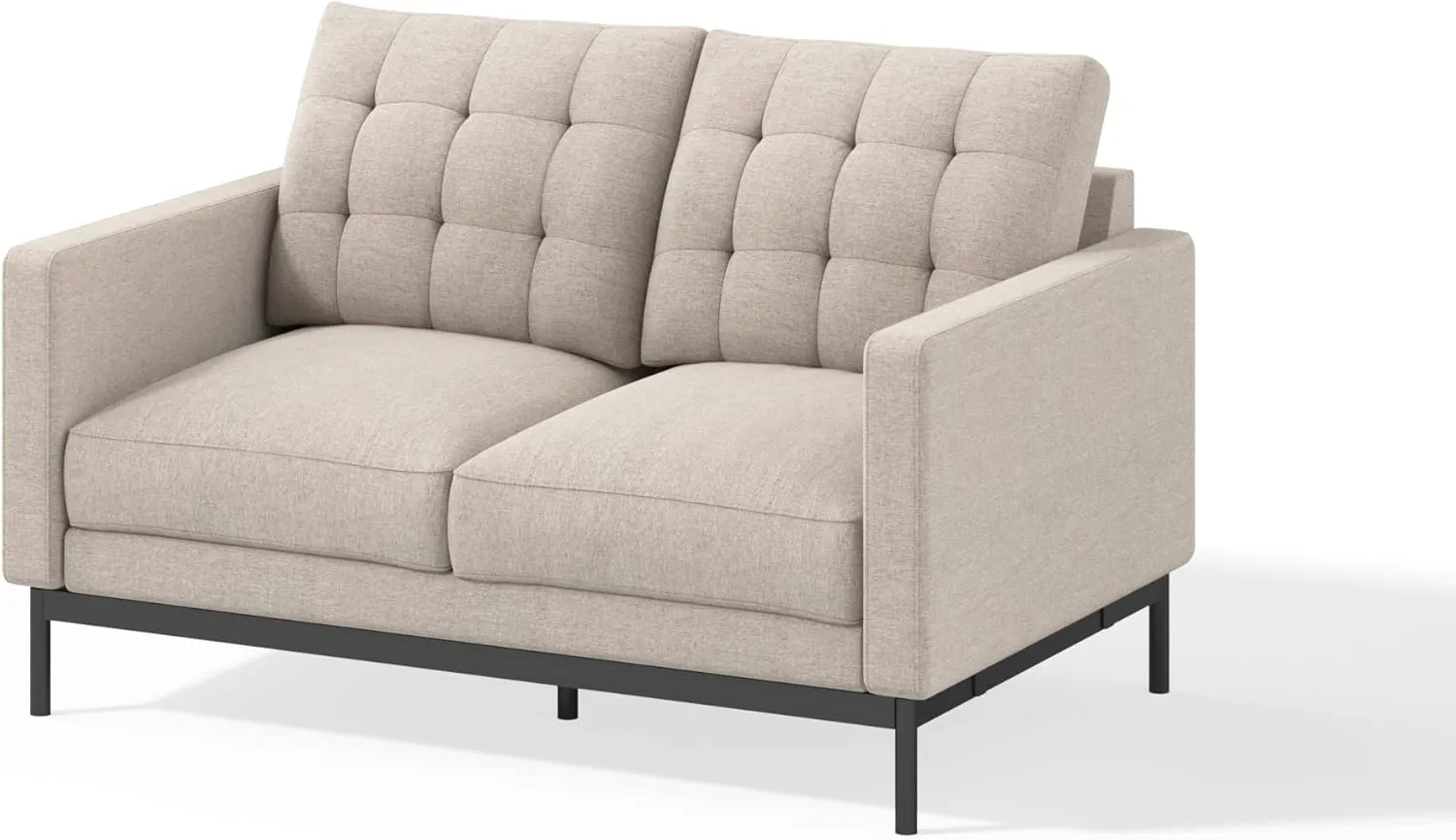 ZINUS Thompson Loveseat, Tufted Cushions, Green Tea Infused Foam Cushions, Easy Assembly, Beige