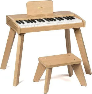ZIPPY Kids Piano Keyboard, 37 Keys Digital Piano for Kids, Touch Sensitive Control Panel, Built-in Songs, Volume Adjustable, Music Educational Instrument Toy, Wood Piano for 3  Girls and Boys